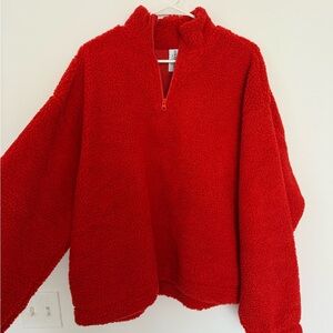 Cozy Red Half-Zip Sweater